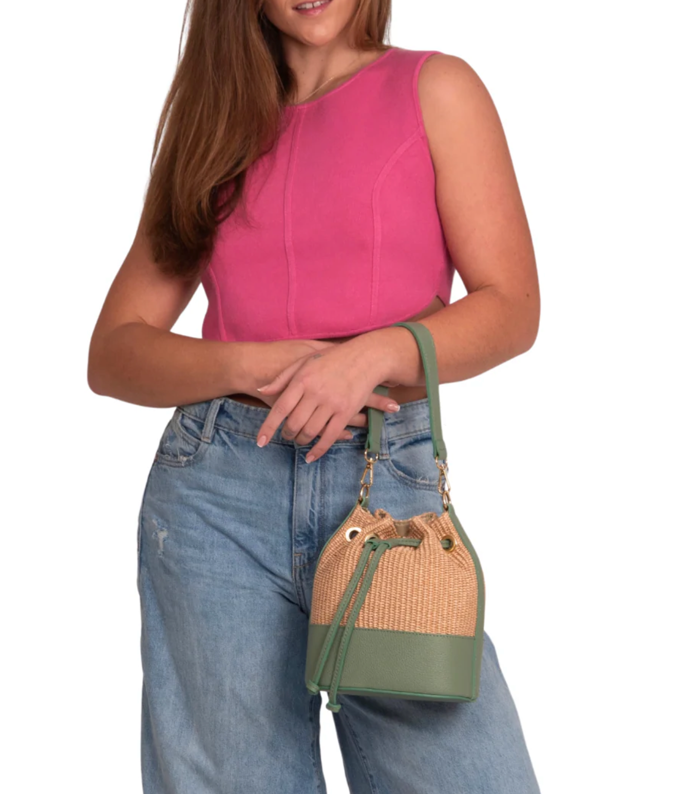 RAFFIA AND GENUINE ITALIAN LEATHER BAG